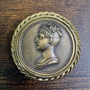 Vintage Roman Style Scarf Clip Gold and Bronze Medallion